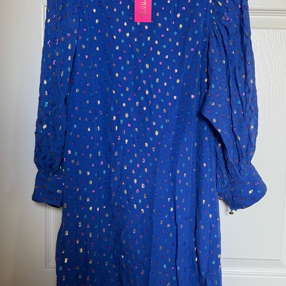 Lilly Pulitzer Dresses & Skirts - Lilly Pulitzer Maisel Silk Dress in Iris Blue Moroccan Metallic Clip